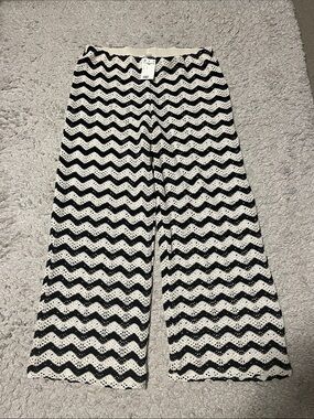 H&M Black and White Crochet Chevron Pants